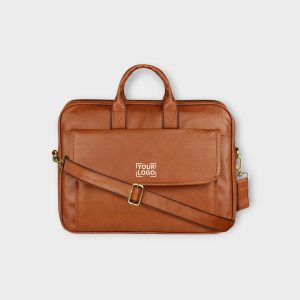 Glossy Tan Color Faux Leather 9.44L Messenger Bag BG112