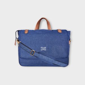 Blue & Tan Color Linen 10L Messenger Bag BG50