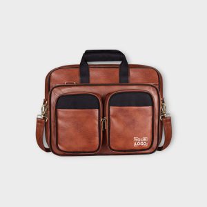 Tan & Black Color Faux Leather 28L Messenger Bag BG93