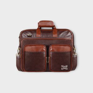 Chocolate & Tan Color Faux Leather 28L Messenger Bag BG95