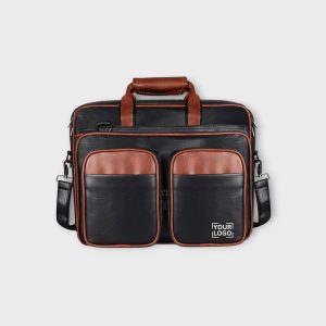 Tan & Black Color Faux Leather 28L Messenger Bag BG96