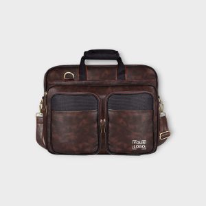 Brown & Black Color Faux Leather 28L Messenger Bag BG97