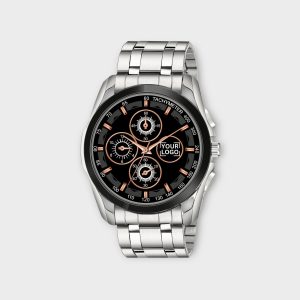 Black & Silver Dummy Chronograph Metal Analog Watch For Men LR114