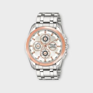 Silver & Rose Gold Dummy Chronograph Metal Analog Watch For Men LR115