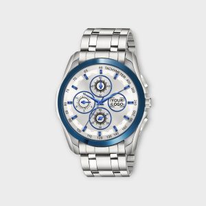 Blue & Silver Dummy Chronograph Metal Analog Watch For Men LR117