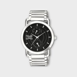 Black 3D Embossed Stainless Steel Analog Watch For Men LR120