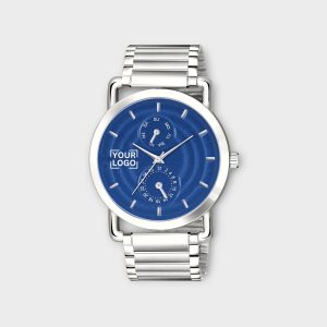 Blue 3D Embossed Stainless Steel Analog Watch For Men LR122