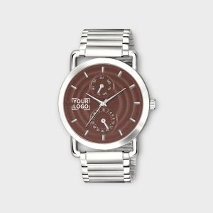 Brown 3D Embossed Stainless Steel Analog Watch For Men LR123