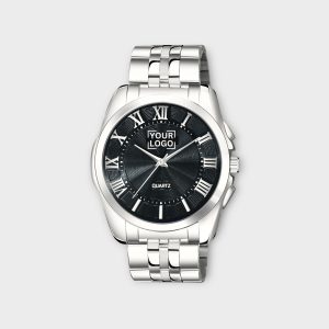 Black 3D Roman Stainless Steel Analog Watch For Men LR125