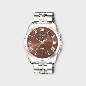 Brown 3D Roman Stainless Steel Analog Watch For Men LR127