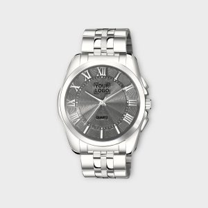 Silver 3D Roman Stainless Steel Analog Watch For Men LR128