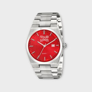 Red Dial Date Function Analog Watch For Men LR161