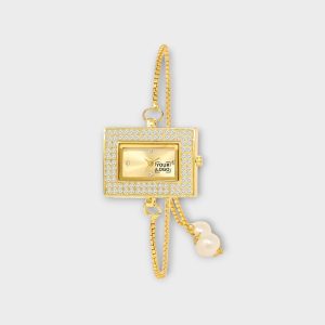 Gold Square Braclet Analog Watch For Women LR247