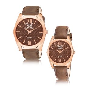 Brown 3d embossed Dial Analog Watch For Lovely Couple LR83-LR330