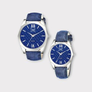 Blue 3d embossed Dial Analog Watch For Lovely Couple - LR86-LR333-1