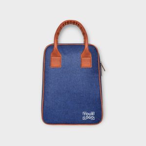 Blue Linen Textured Insulated Tiffin Bag TB01