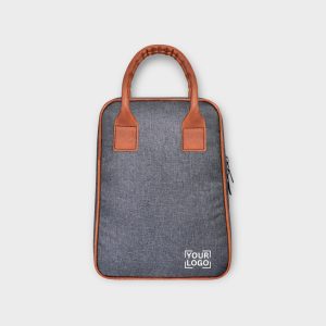 Grey Linen Textured Insulated Tiffin Bag TB02