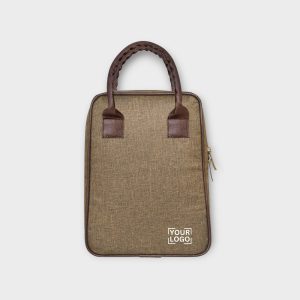 Khaki Linen Textured Insulated Tiffin Bag TB03