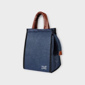 Blue Linen Textured Insulated Tiffin Bag TB07