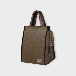 Khaki Linen Textured Insulated Tiffin Bag TB09