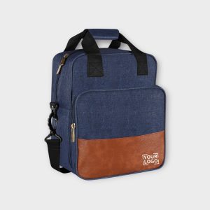 Blue Linen Textured Insulated Tiffin Bag TB13