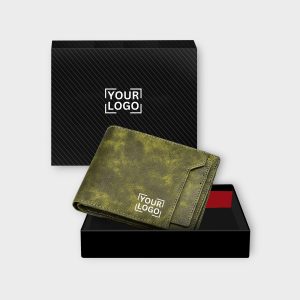 Green Removable Card Holder Bi-Fold Faux Leather 7 ATM Card Slots Wallet For Men WL16
