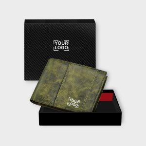 Green Out Side Card Slot Bi-Fold Faux Leather 5 ATM Card Slots Wallet For Men WL18