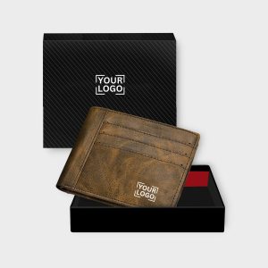 Brown Out Side Card Slot Bi-Fold Faux Leather 6 ATM Card Slots Wallet For Men WL19