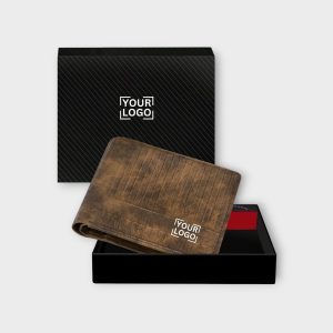 Brown 3D Emboss Line Bi-Fold Faux Leather 3 ATM Card Slots Wallet For Men WL28