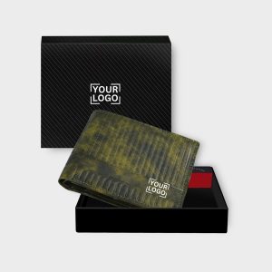 Green 3D Emboss Line Bi-Fold Faux Leather 3 ATM Card Slots Wallet For Men WL30