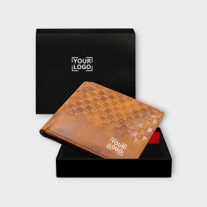 Orange 3D Emboss Square Bi-Fold Faux Leather 3 ATM Card Slots Wallet For Men WL37