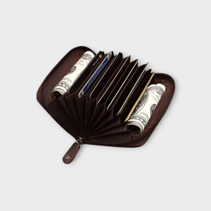 Brown Small Pocket Sized 9 Slot ID, Credit-Debit Card Holder & Currency WL601
