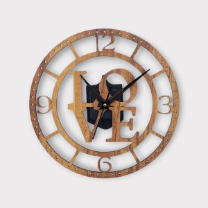 LOVE-Themed Wooden Wall Clock with Open Frame Design - CK09