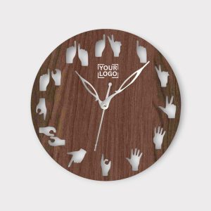 Wooden Wall Clock with Hand Gesture Numerals - CK166-1