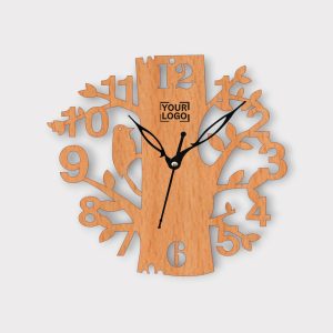 Wooden Tree Shaped Wall Clock with Bird Design - CK157-1
