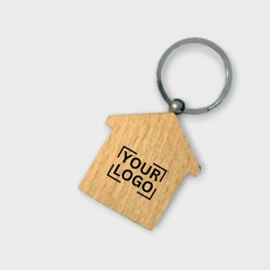 Personalized Wooden House-Shaped Keychain with Custom Logo - KC08 - KC08