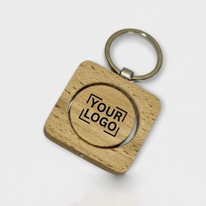 Custom Wooden Square Keychain with Metal Ring - KC09 - KC09
