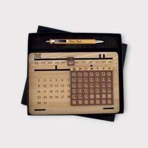 Premium Wooden Desk Calendar Gift Set with Pen - GS2-03-WOOD