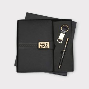 Professional Gift Set with Custom Branding: Notebook, Pen & Keychain - GS3-01
