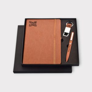 Premium Corporate Gift Set: Personalized Notebook, Pen & Keychain - GS3-02