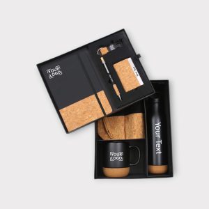Stylish 7-Piece Eco Cork Gift Set with Pen, Mug, Notebook, Water Bottle, and Keychain - GS7-01