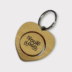 Custom Heart-Shaped Wooden Keychain with Metal Ring - KC12