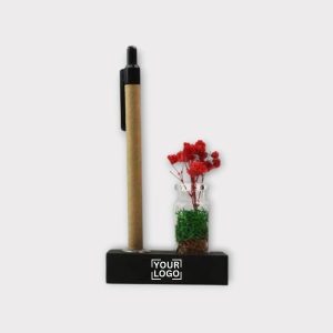 Custom Eco-Friendly Paper Pen with Mini Glass Jar and Moss Display - PNS02