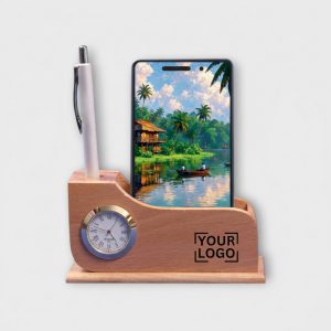 Multi-Function Desk Organizer with Clock, Phone Stand, and Custom Logo - PS15