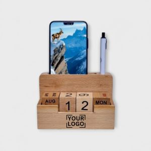 Personalized Wooden Desk Organizer with Calendar, and Pen Holder - PS09
