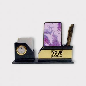 Elegant Desk Organizer with Clock, Phone Stand, and Customizable Slot - PS14