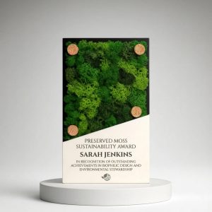 Elegant Moss Wall Display with Custom Logo - AW01