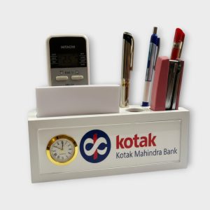 Multi-Utility Office Pen Holder with Decorative Desk Clock - 182 - PEN STAND WITH TABLE CLOCK