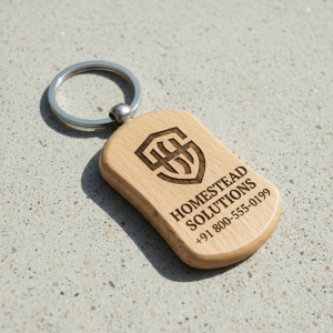 Custom Engraved Wooden Keychain for Corporate Branding - KC21