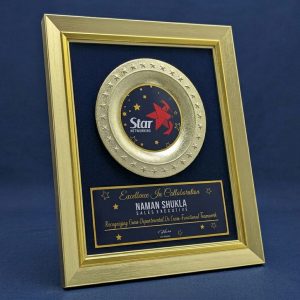 Golden Frame Excellence Recognition Plaque - MM32-8X10.5"